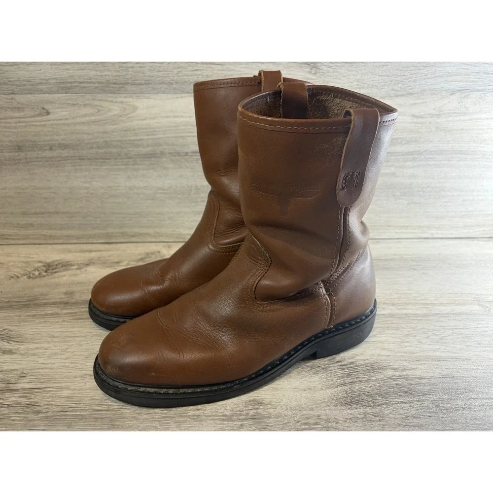 Vintage Mason Western Cowboy Roper Boots Mens 9 Leather Rodeo Ranch Riding - Picture 2 of 9